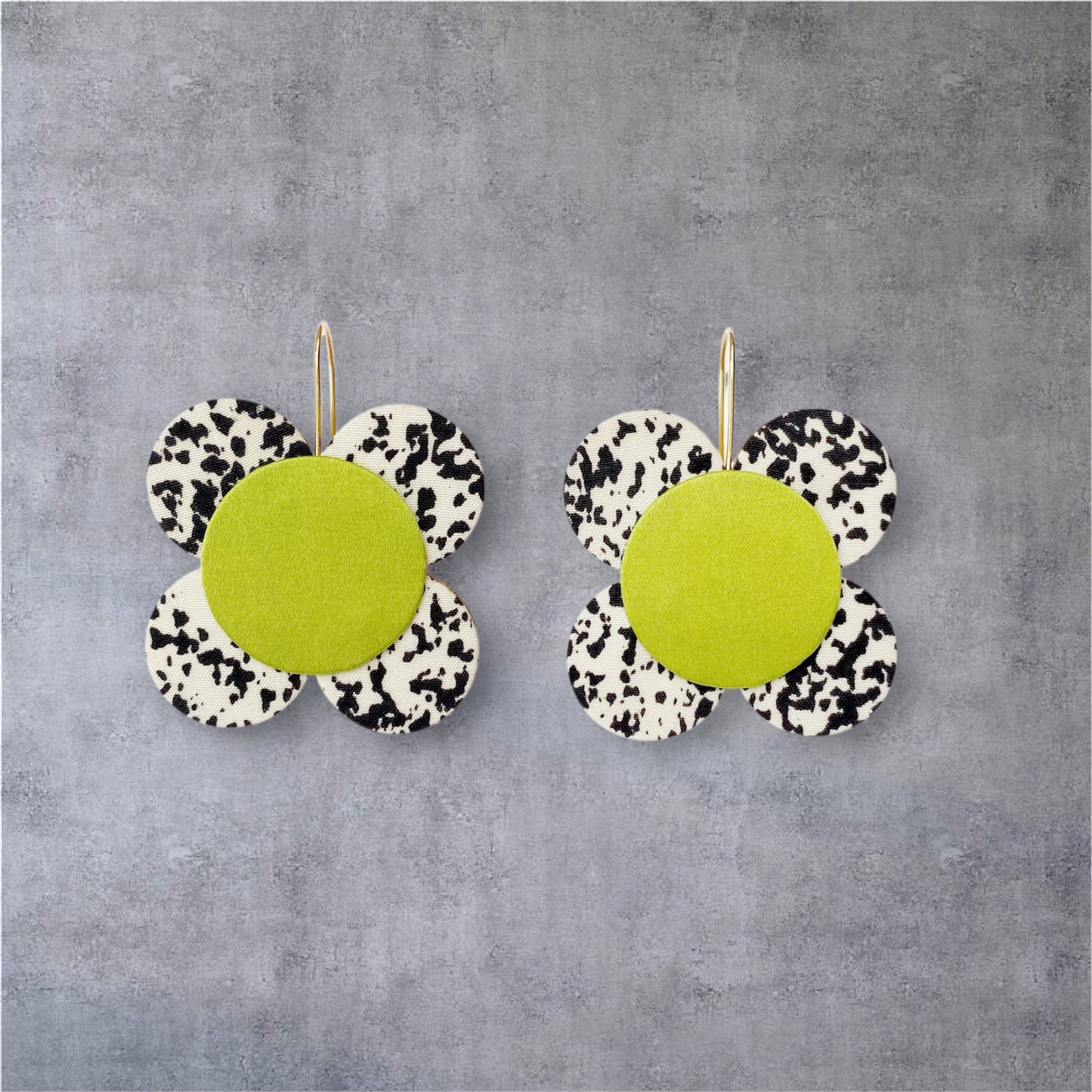 Moon Flower Dangle Hook Earrings