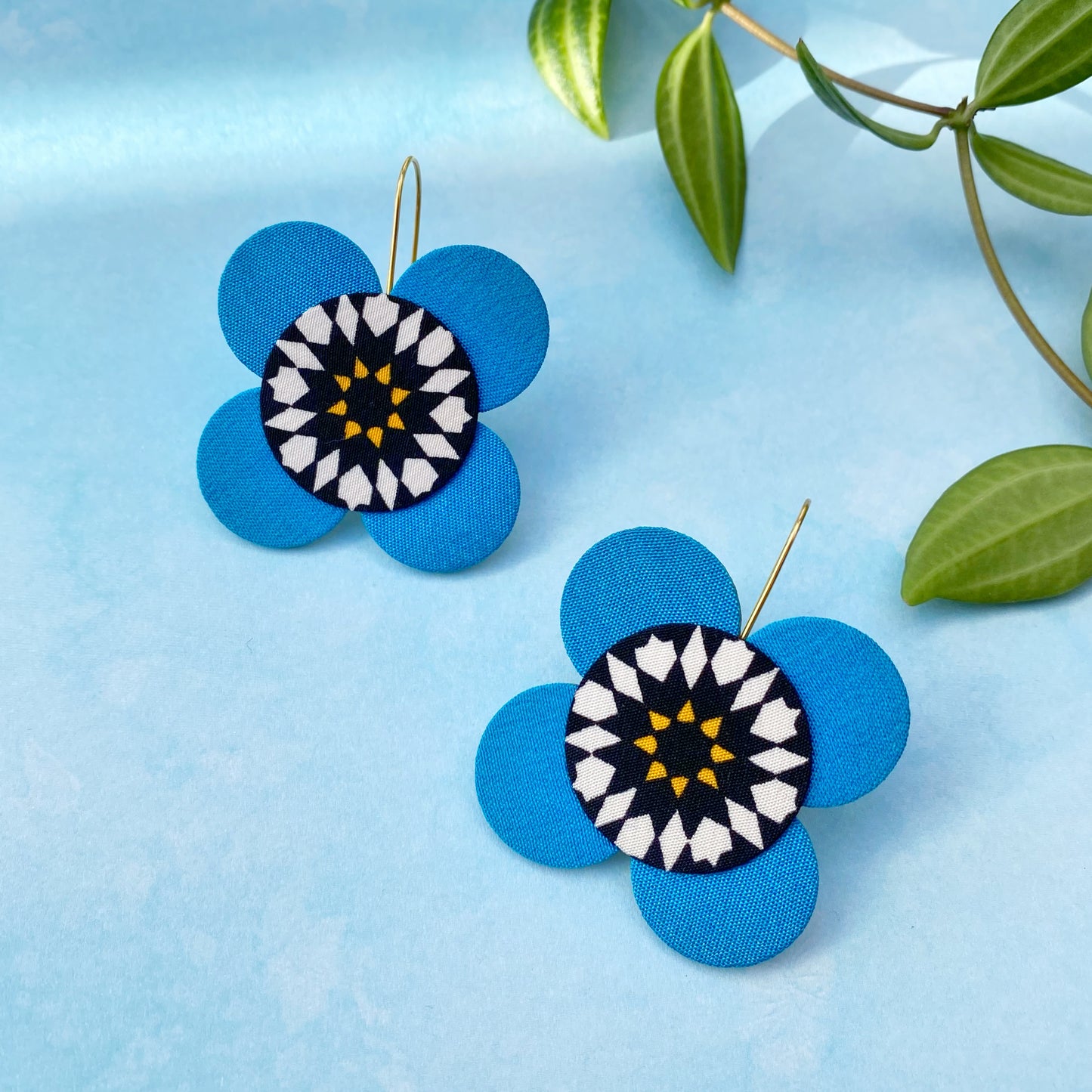 Moon Flower Dangle Hook Earrings