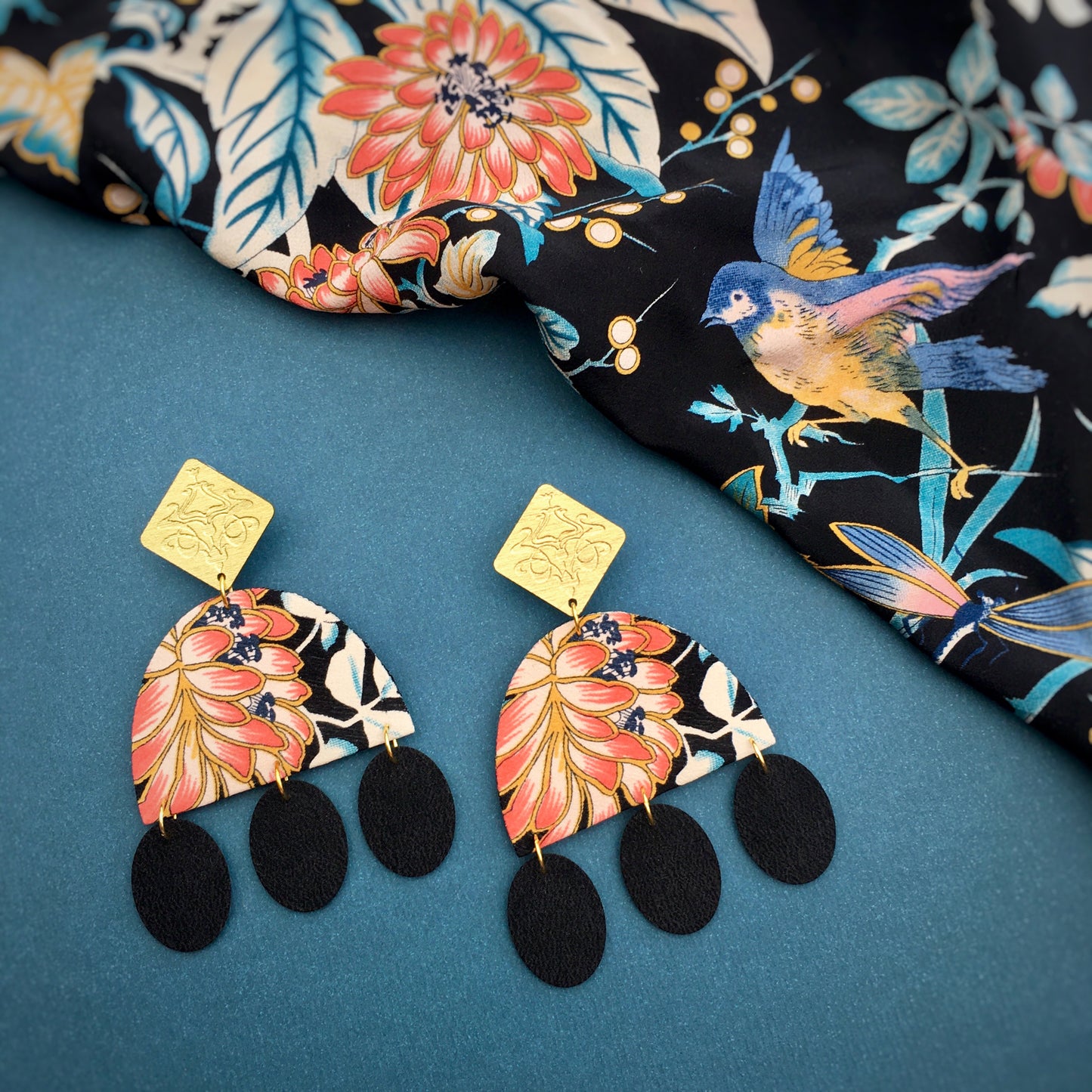 Midnight Cascade Dangle Stud Earrings