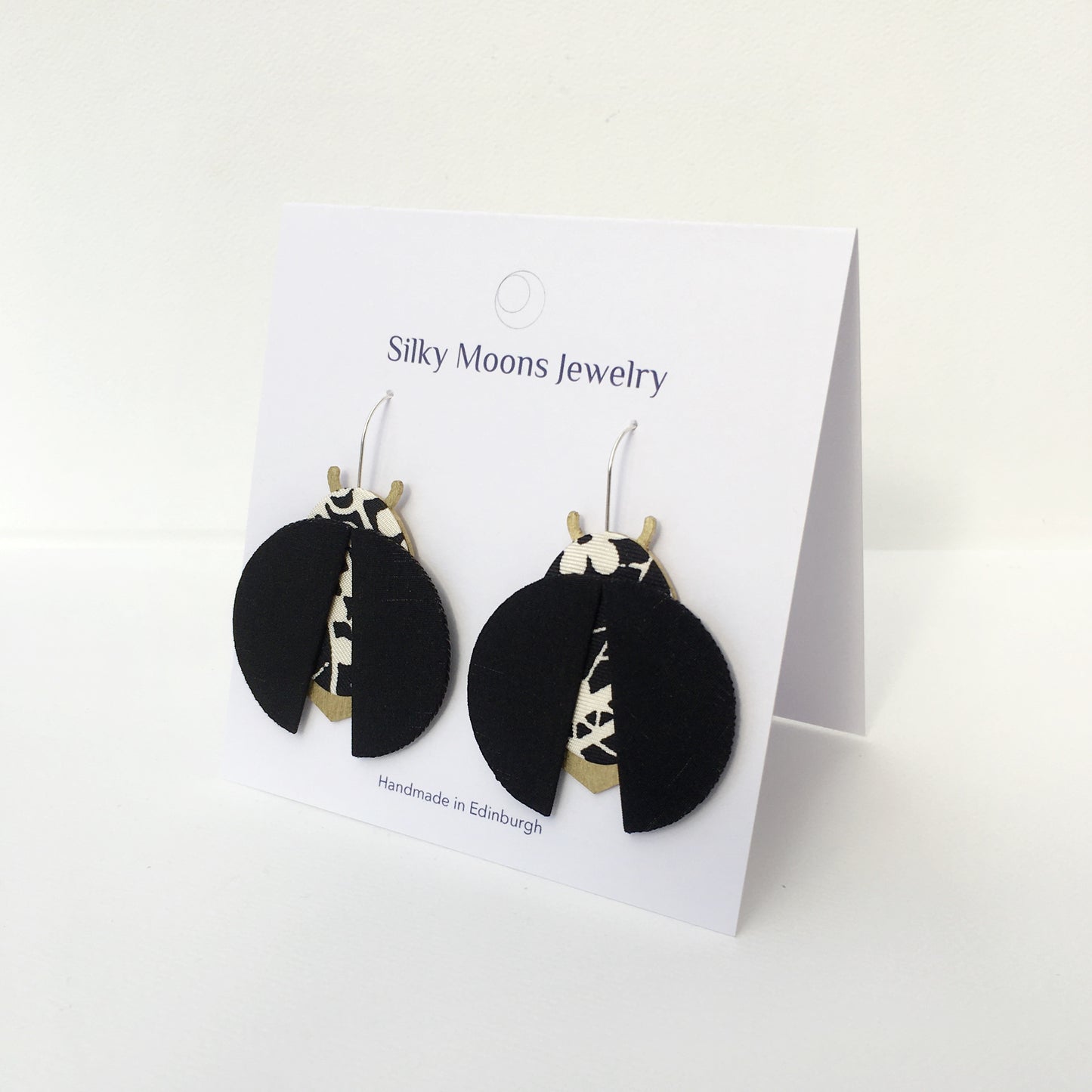 Moon Beetle Dangle Hook Earrings