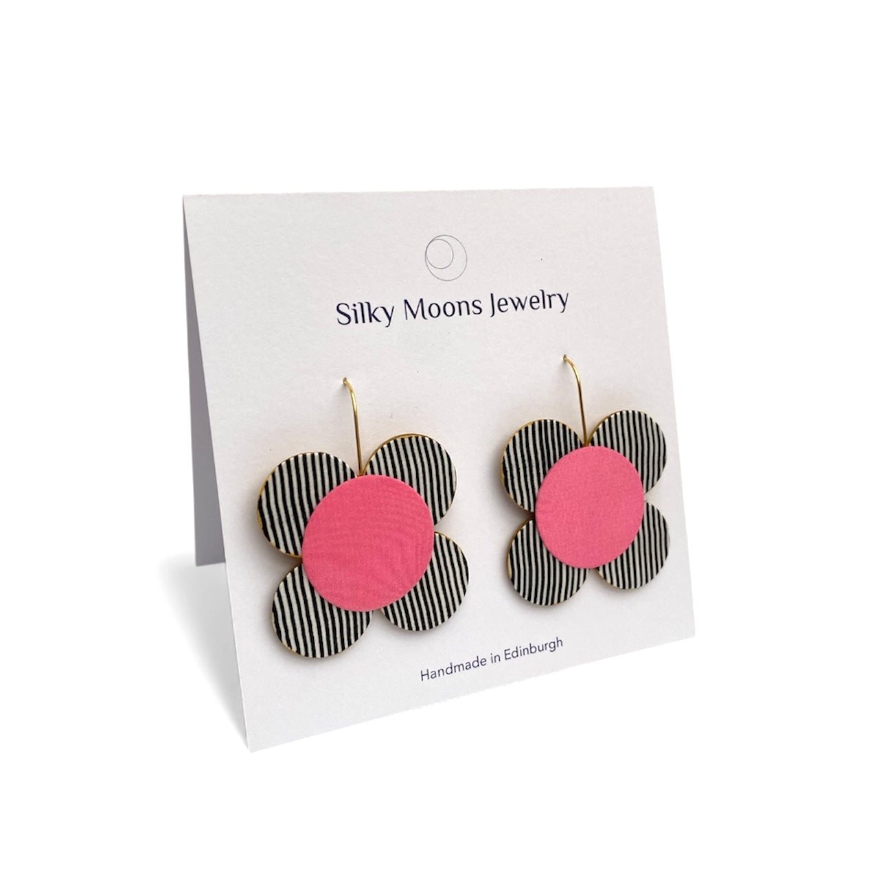 Moon Flower Dangle Hook Earrings