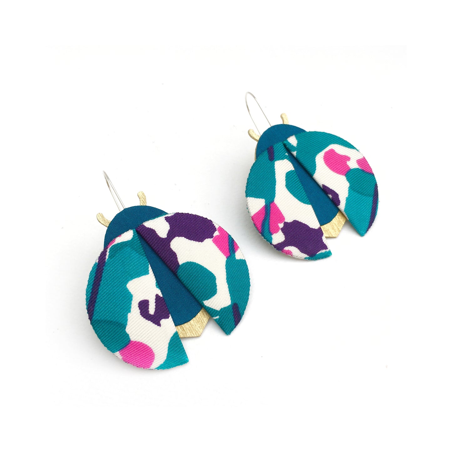 Moon Beetle Dangle Hook Earrings