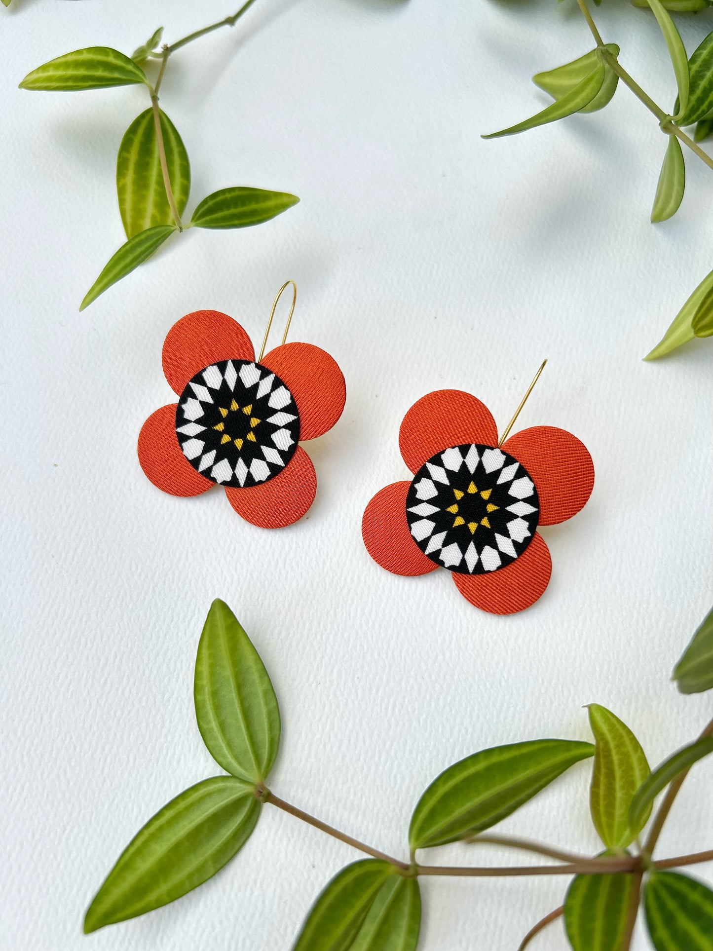 Moon Flower Dangle Hook Earrings