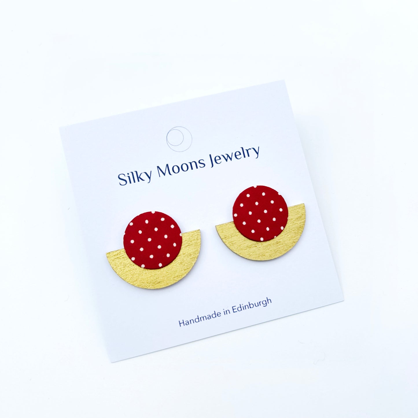 Half Plywood & Silk Stud Earrings