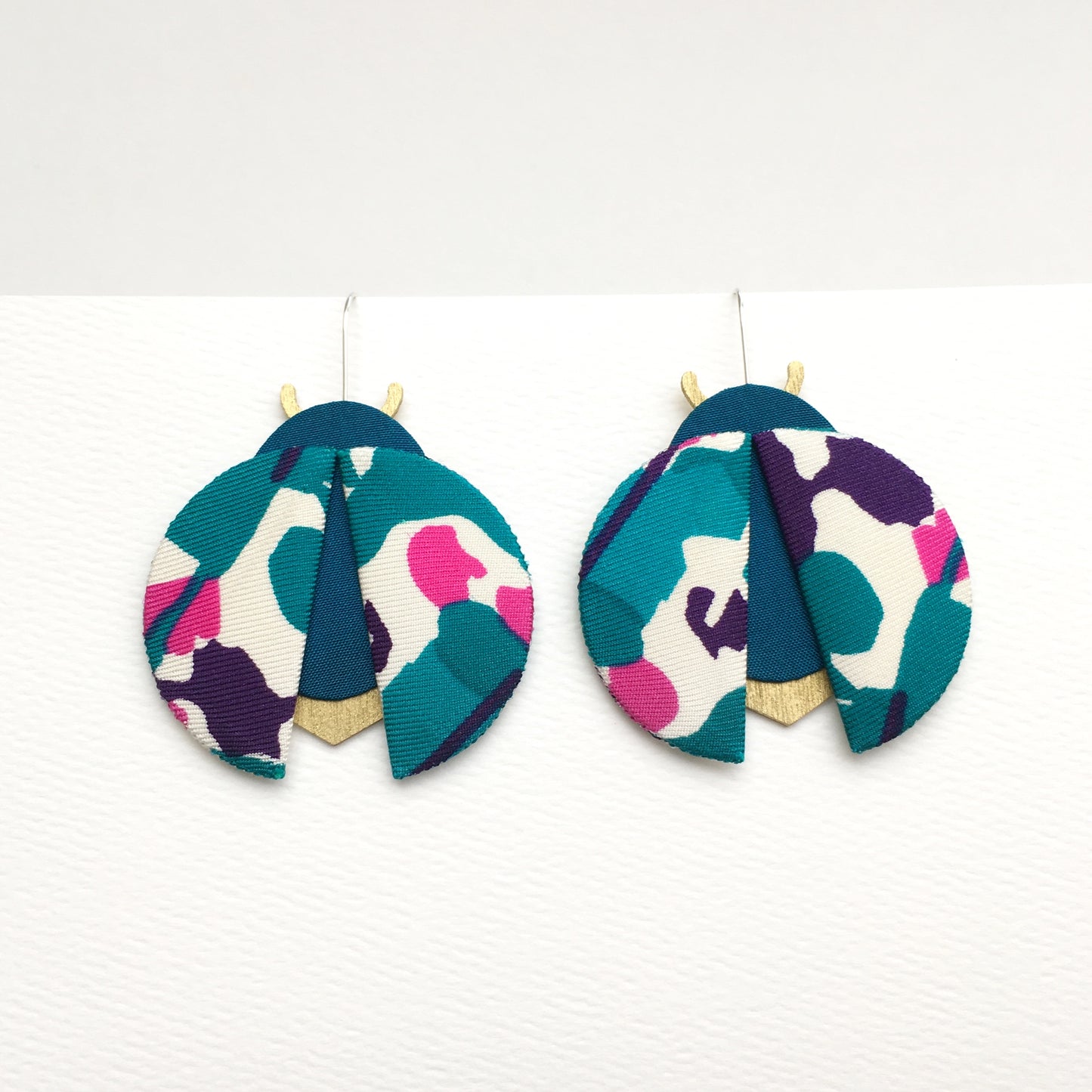 Moon Beetle Dangle Hook Earrings