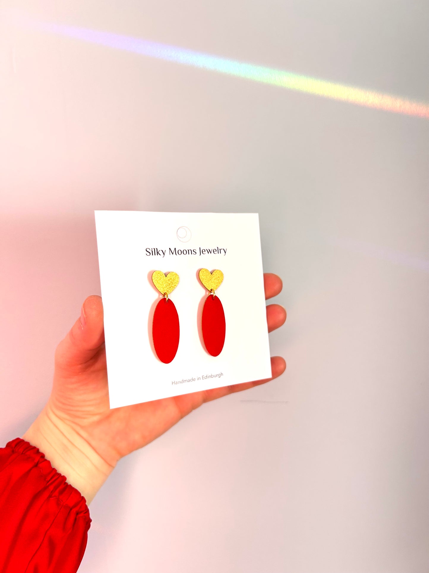 Heart Dangle Drops Stud Earrings