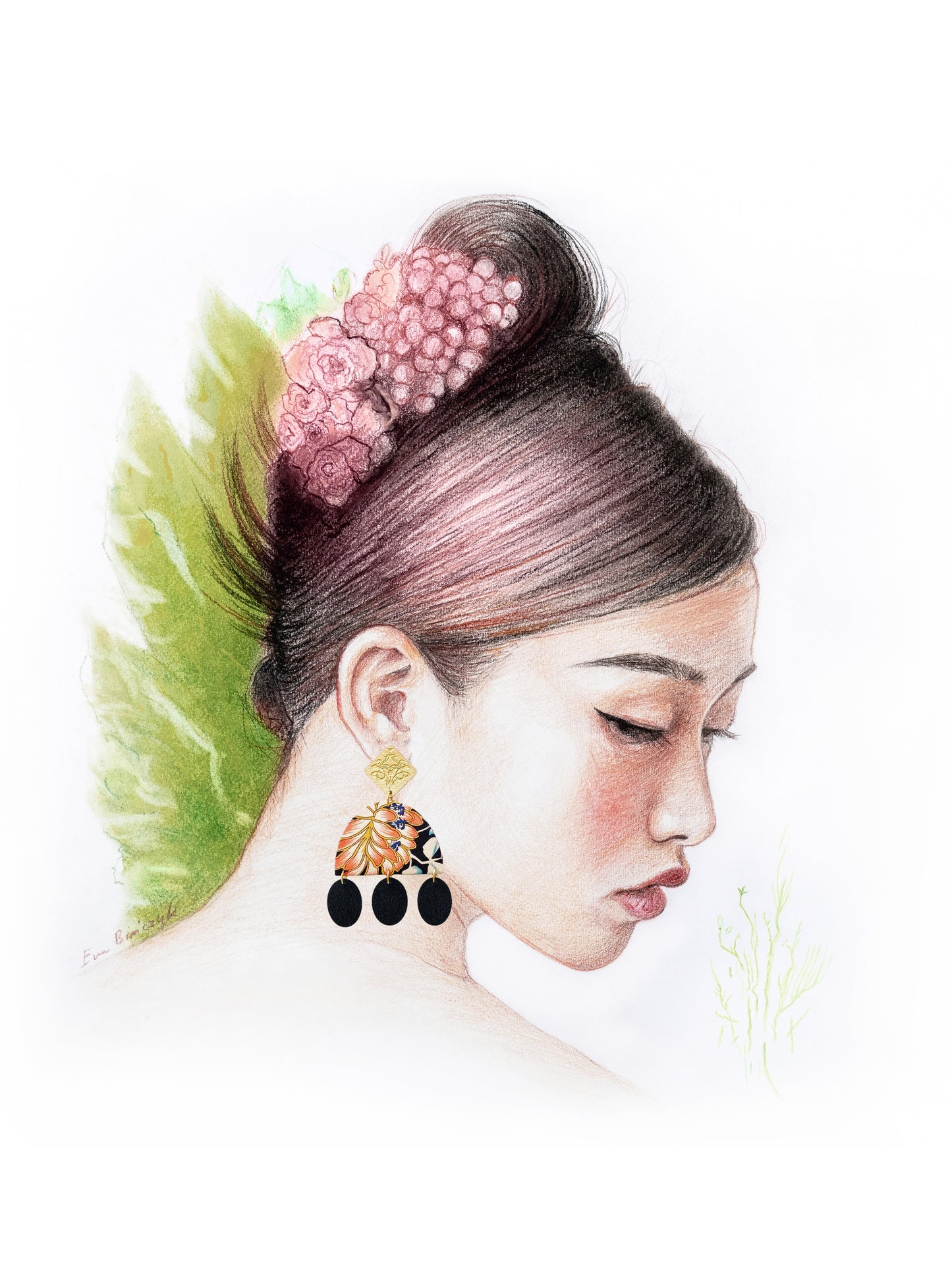 Midnight Cascade Dangle Stud Earrings