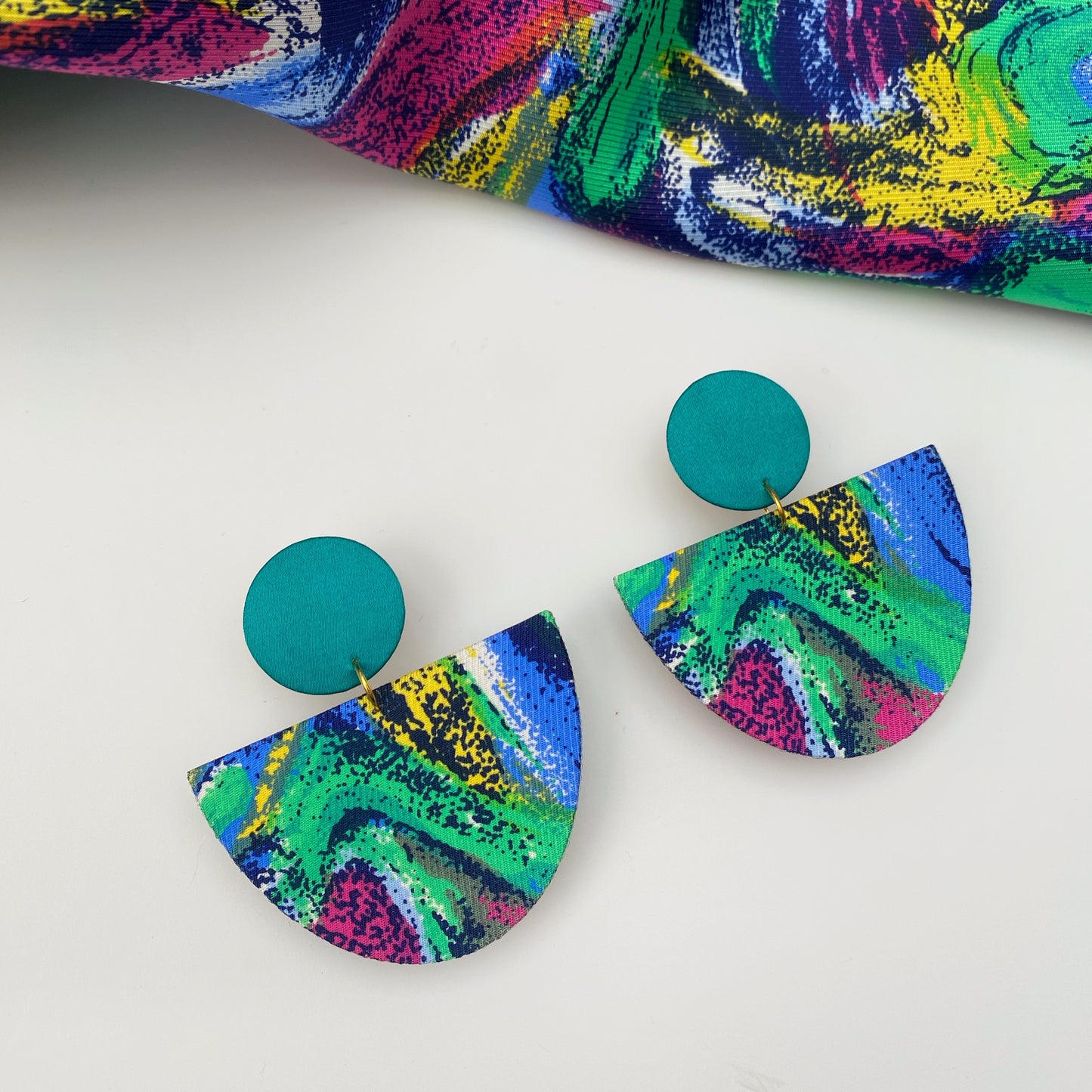 Half Moon Dangle Stud Earrings