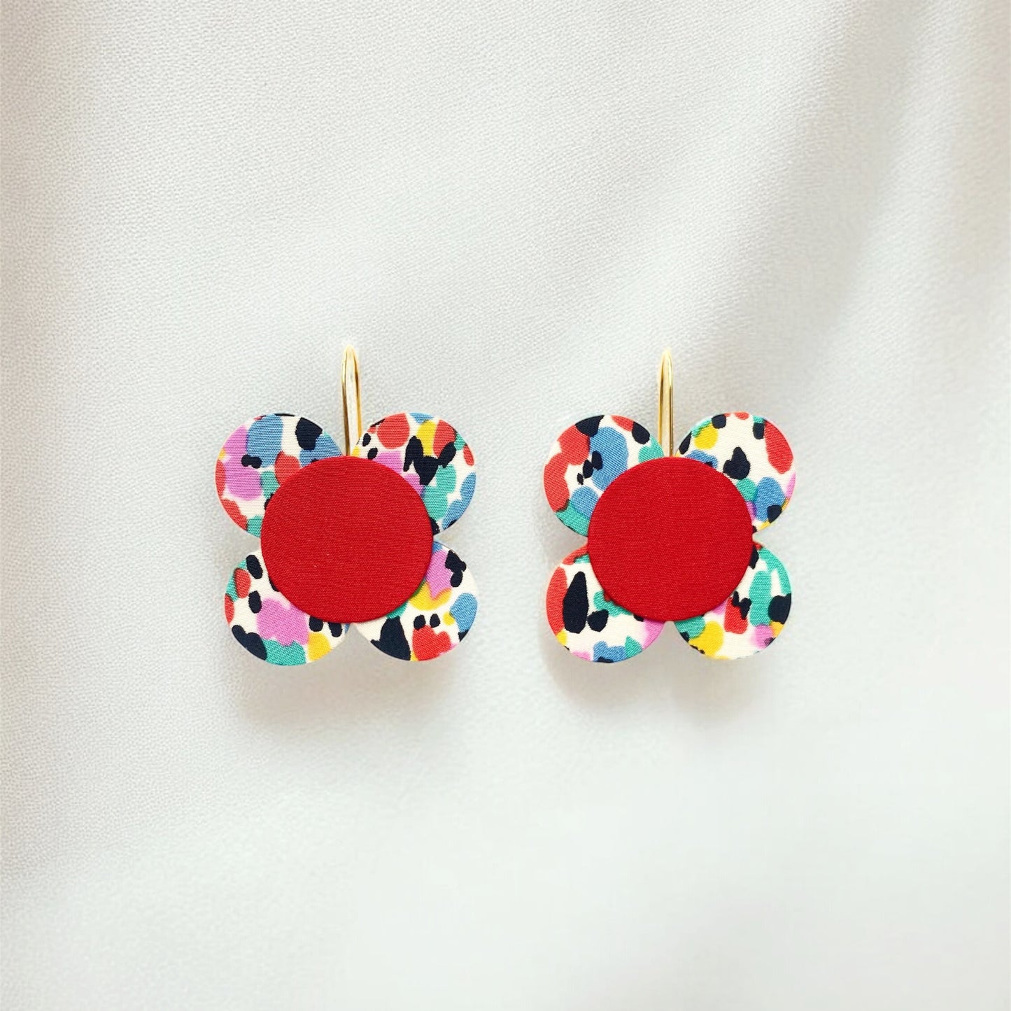 Moon Flower Dangle Hook Earrings