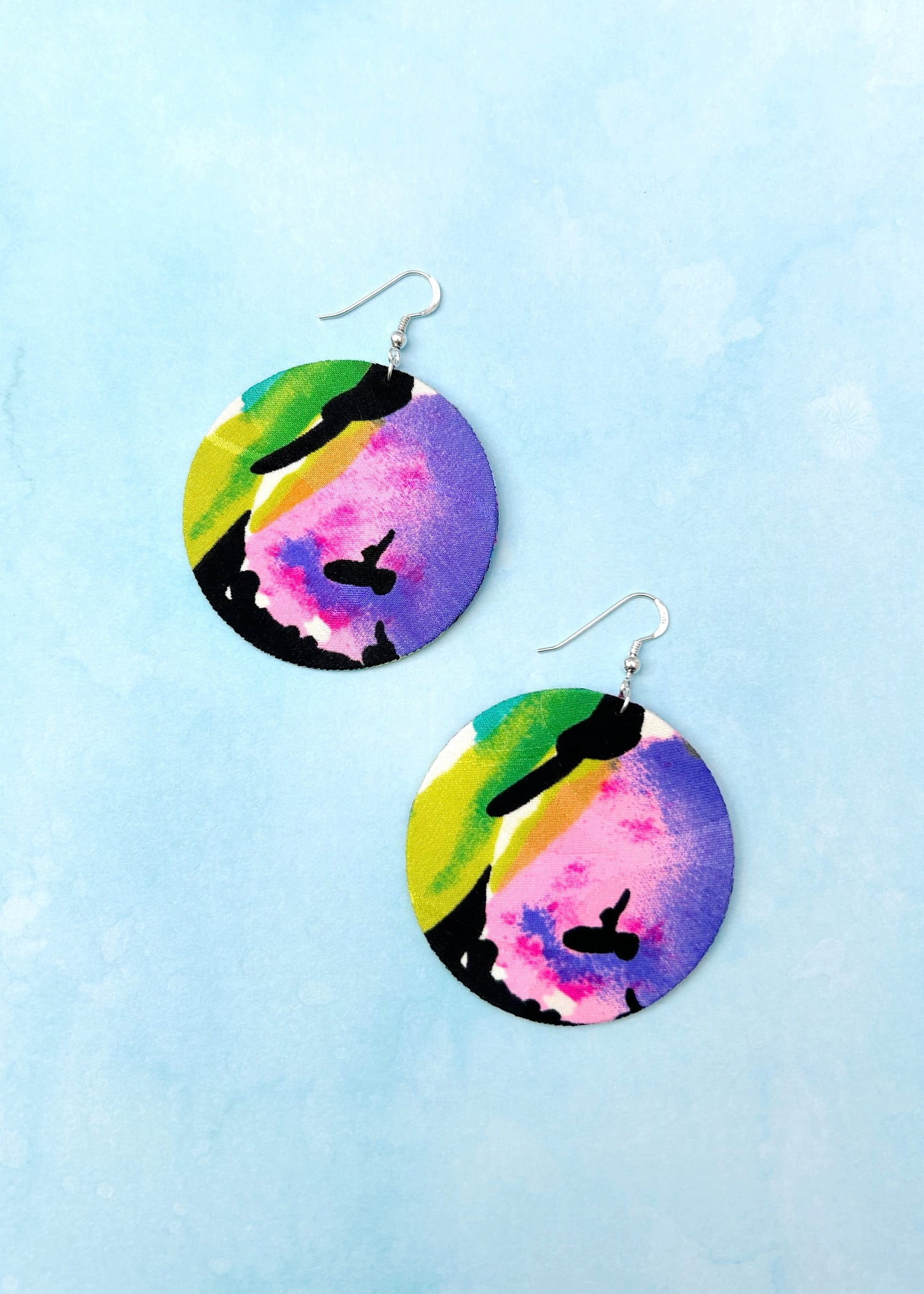 Full Moon Dangle Hook Earrings