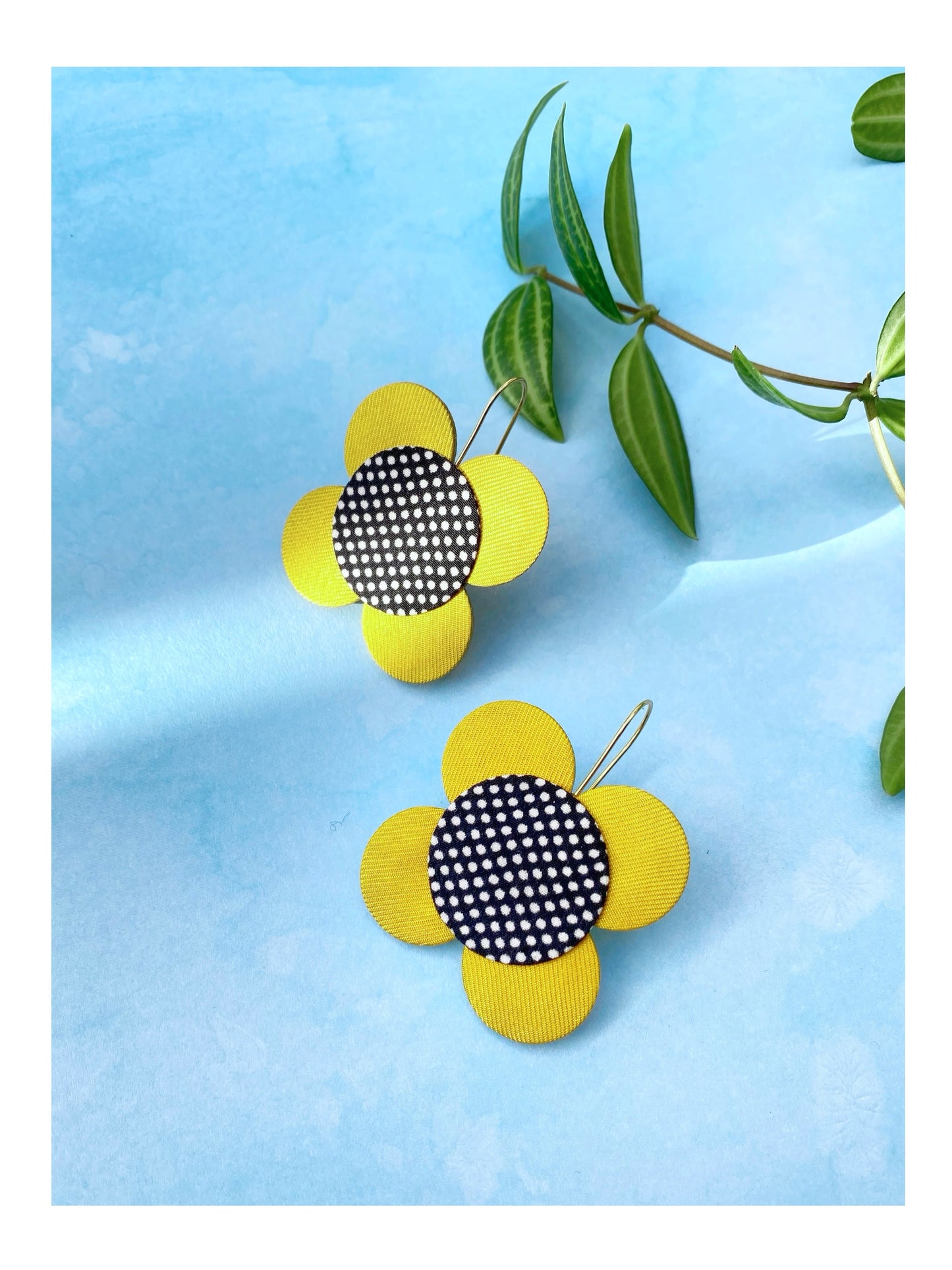 Moon Flower Dangle Hook Earrings