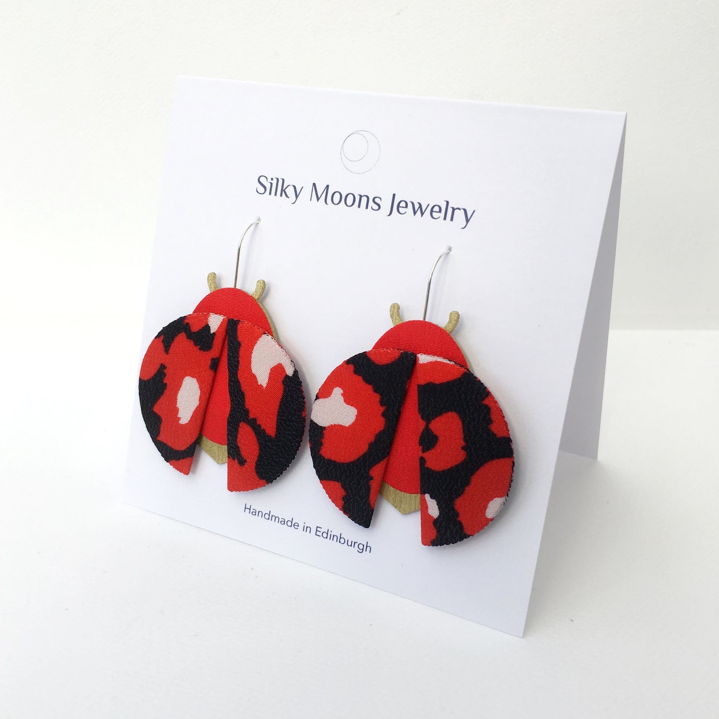 Moon Beetle Dangle Hook Earrings