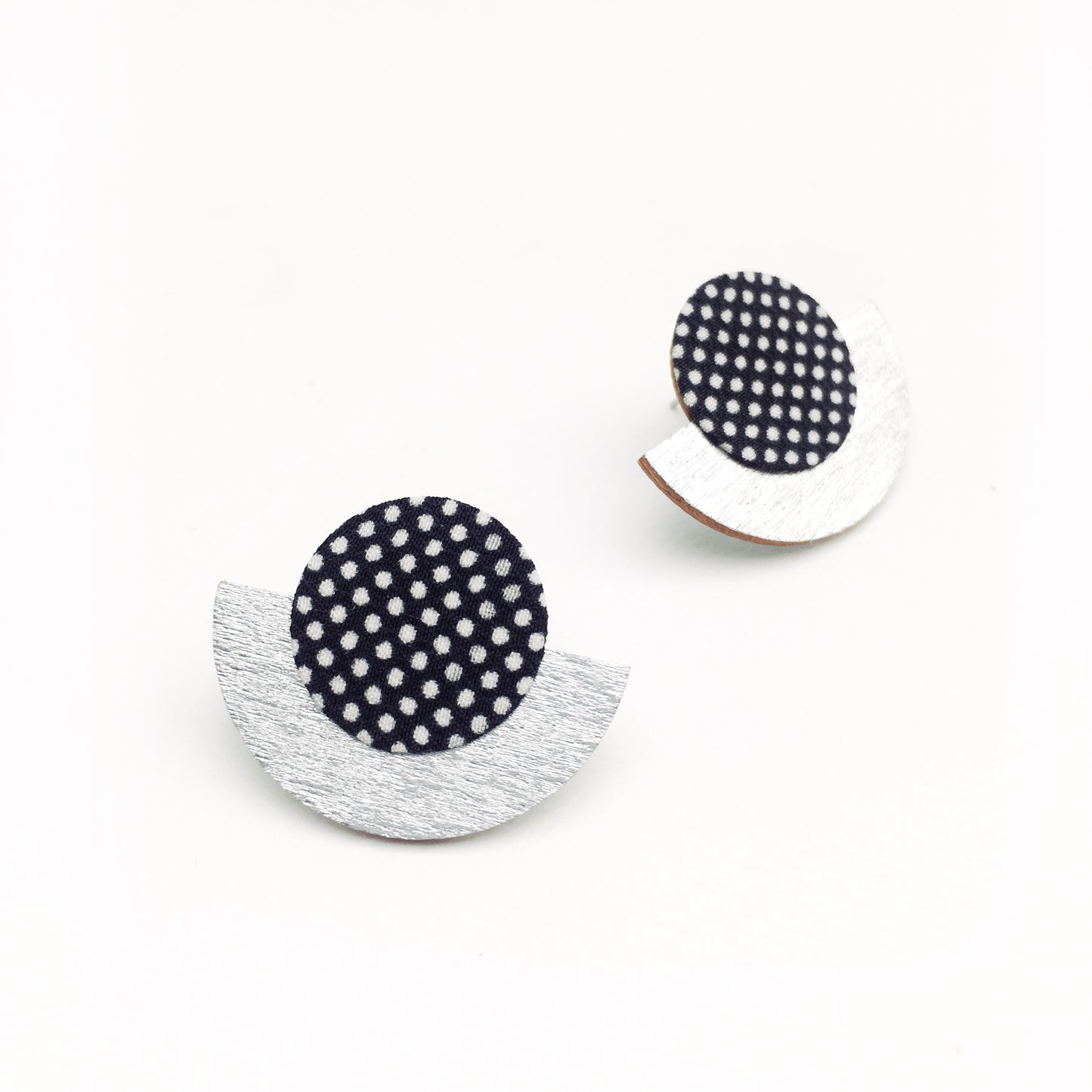 Half Plywood & Silk Stud Earring