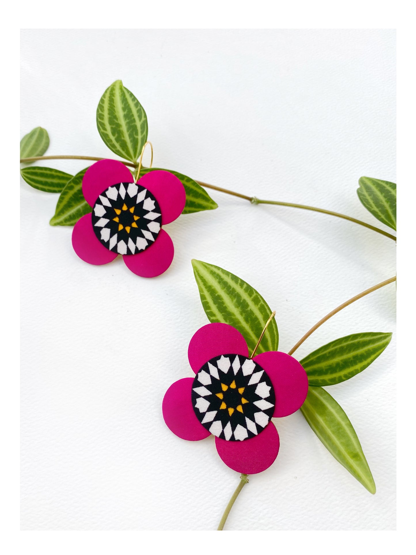 Moon Flower Dangle Hook Earrings