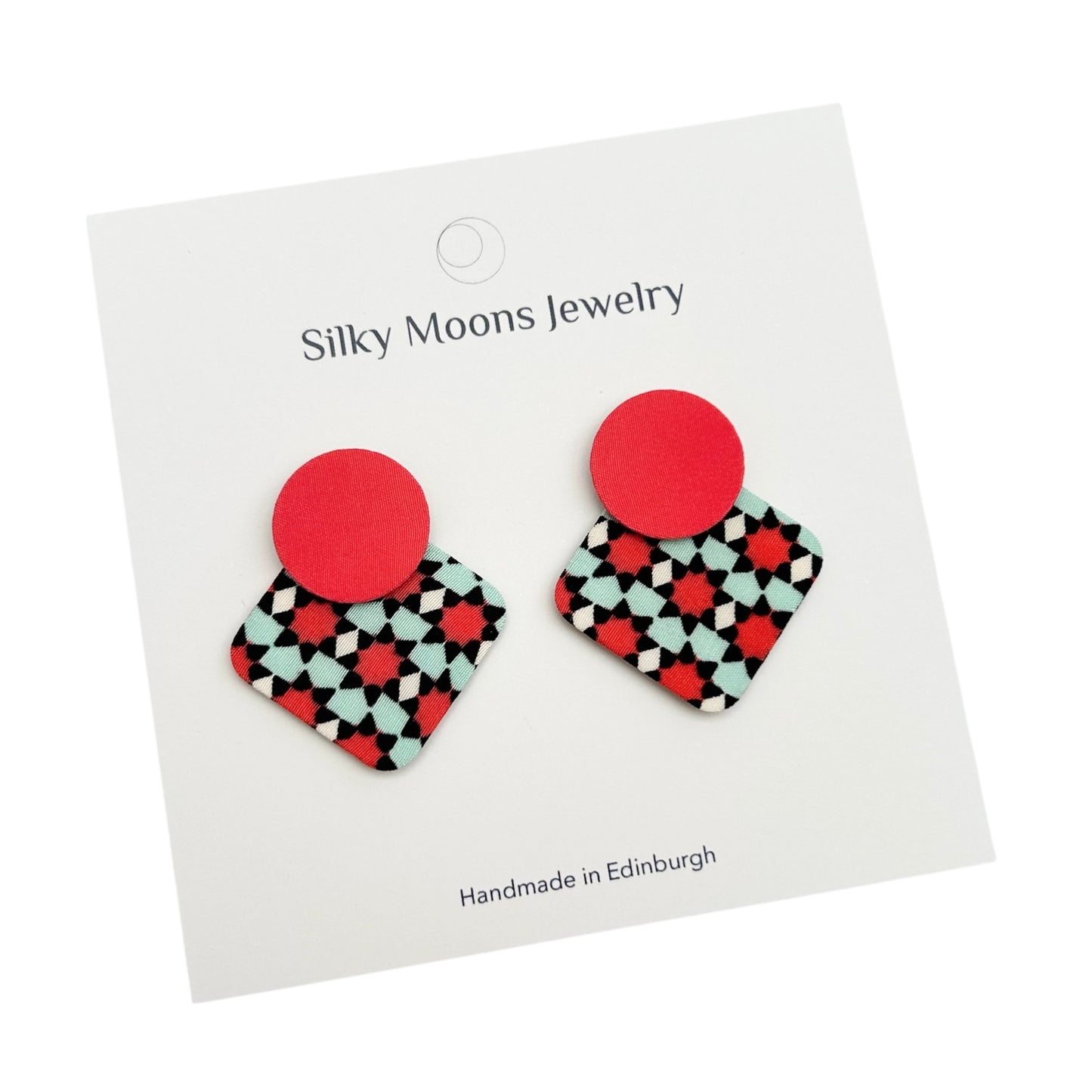 Geo Moon Stud Earrings