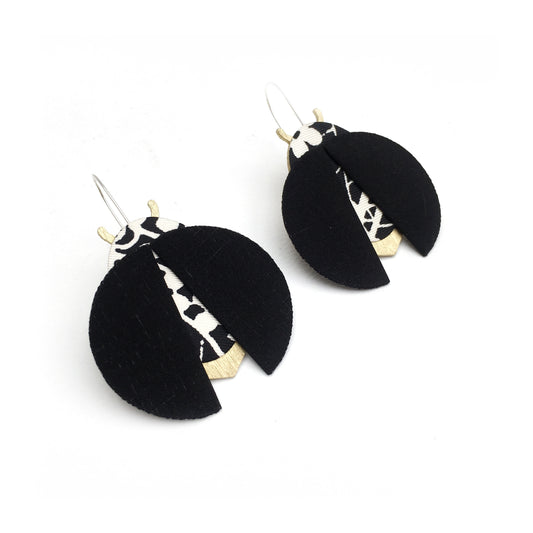 Moon Beetle Dangle Hook Earrings