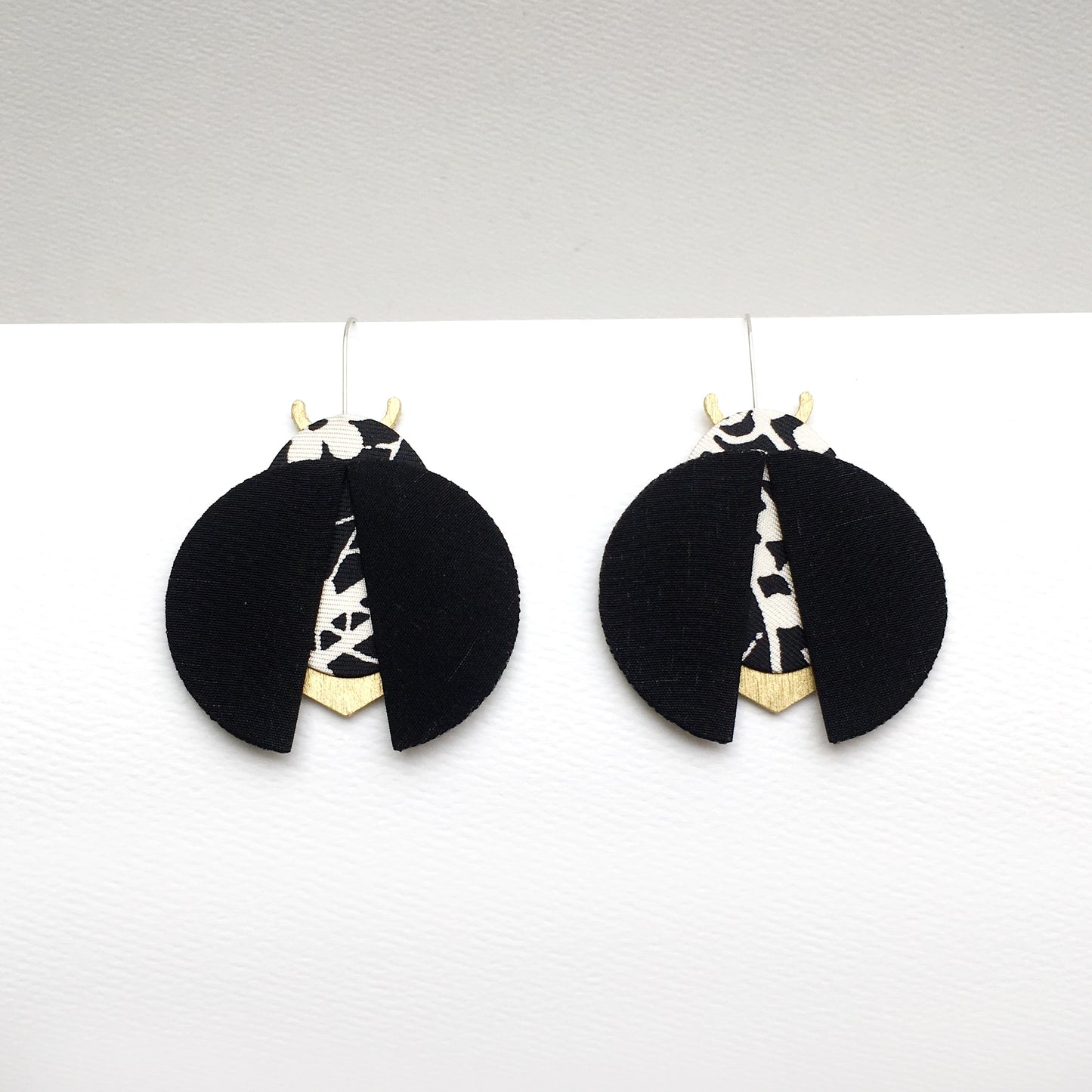 Moon Beetle Dangle Hook Earrings