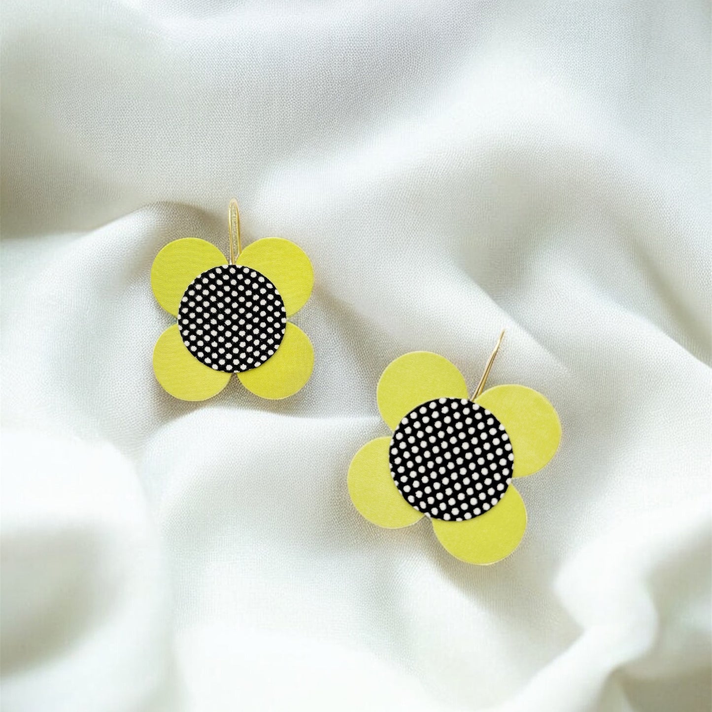 Moon Flower Dangle Hook Earrings