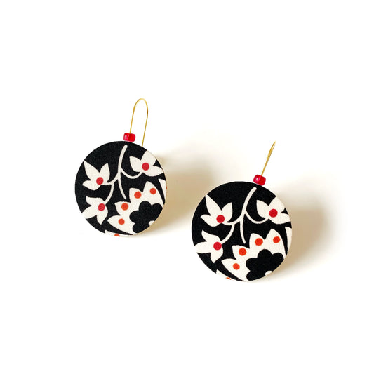 Moon Bead Dangle Hook Earrings