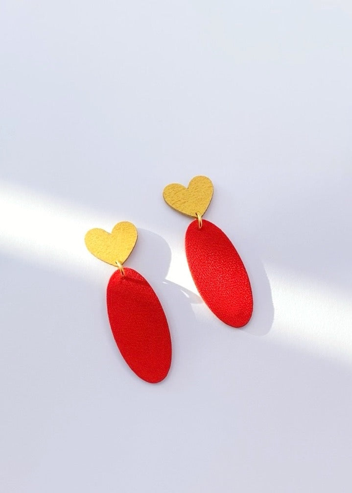 Heart Dangle Drops Stud Earrings