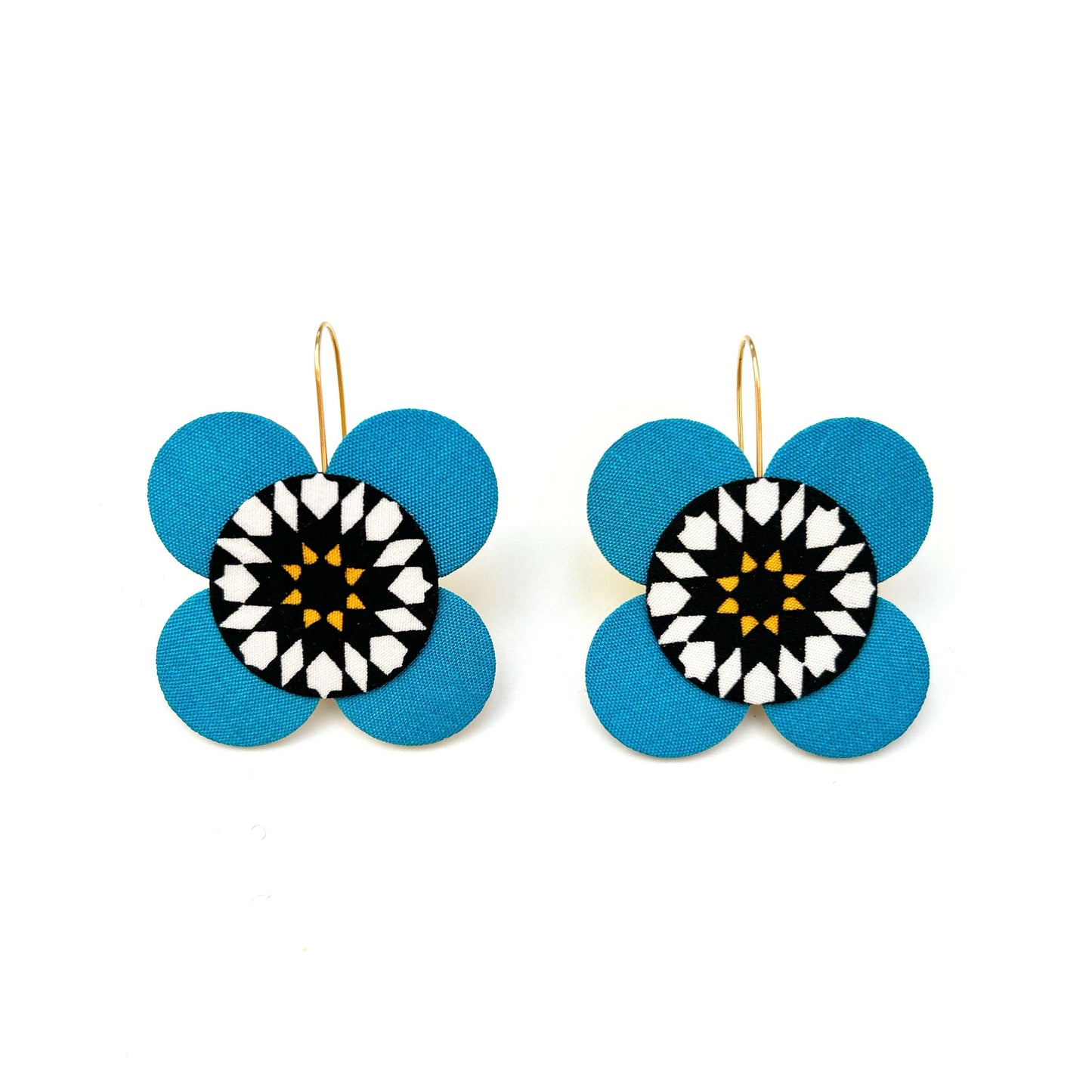 Moon Flower Dangle Hook Earrings