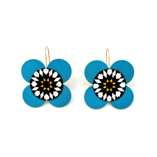 Moon Flower Dangle Hook Earrings