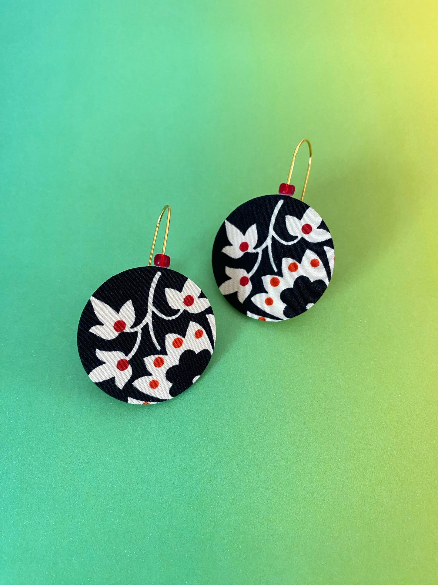 Moon Bead Dangle Hook Earrings