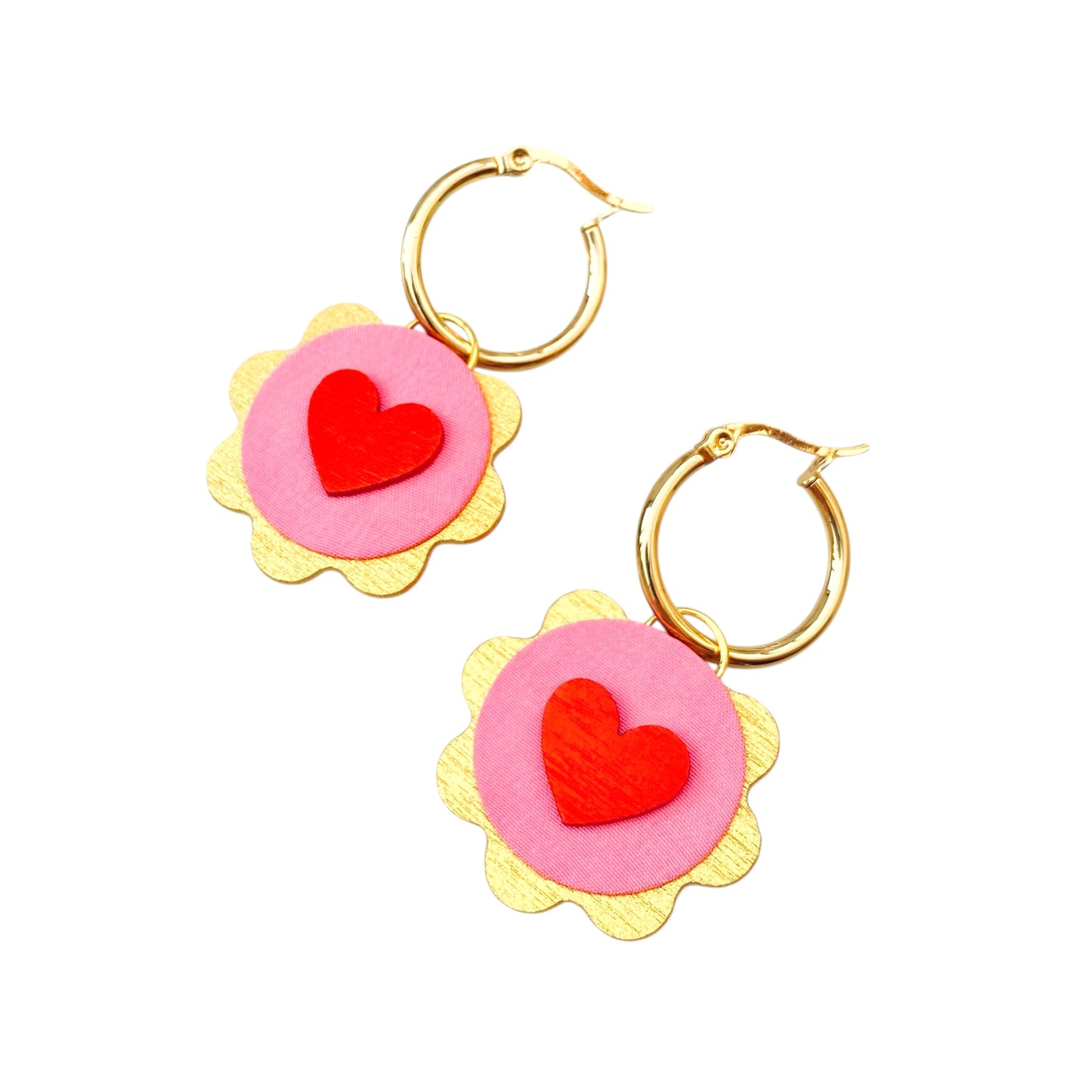 Charm Heart & Dangle Hoop Earrings
