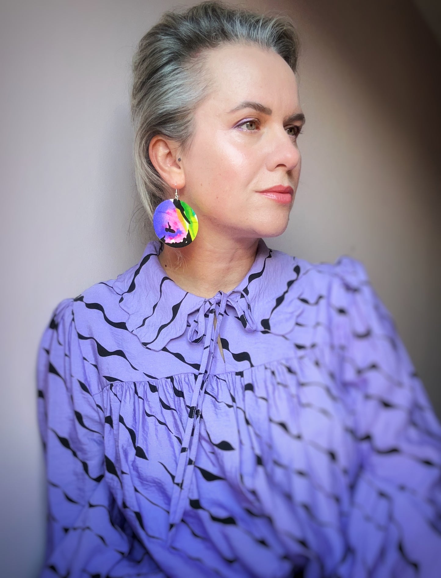 Full Moon Dangle Hook Earrings