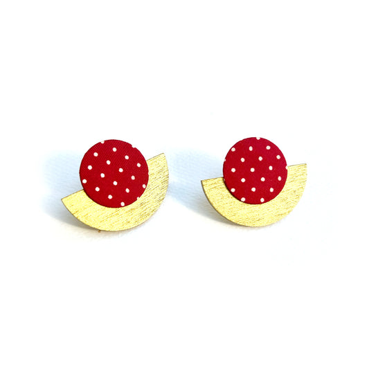 Half Plywood & Silk Stud Earrings