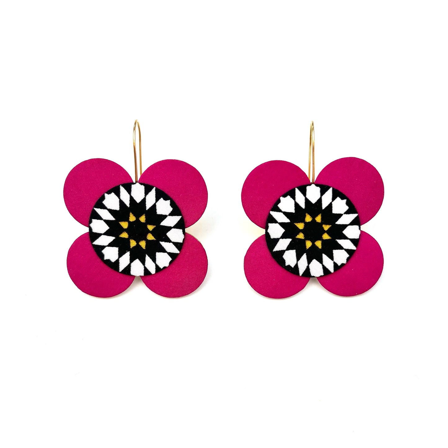 Moon Flower Dangle Hook Earrings