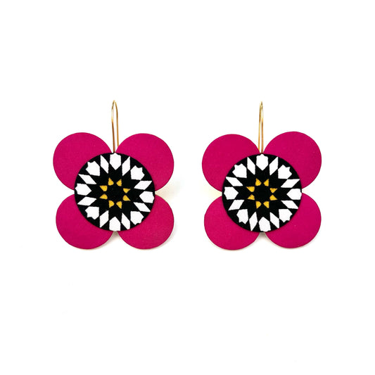 Moon Flower Dangle Hook Earrings