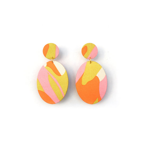 Oval Dangle Stud Earrings