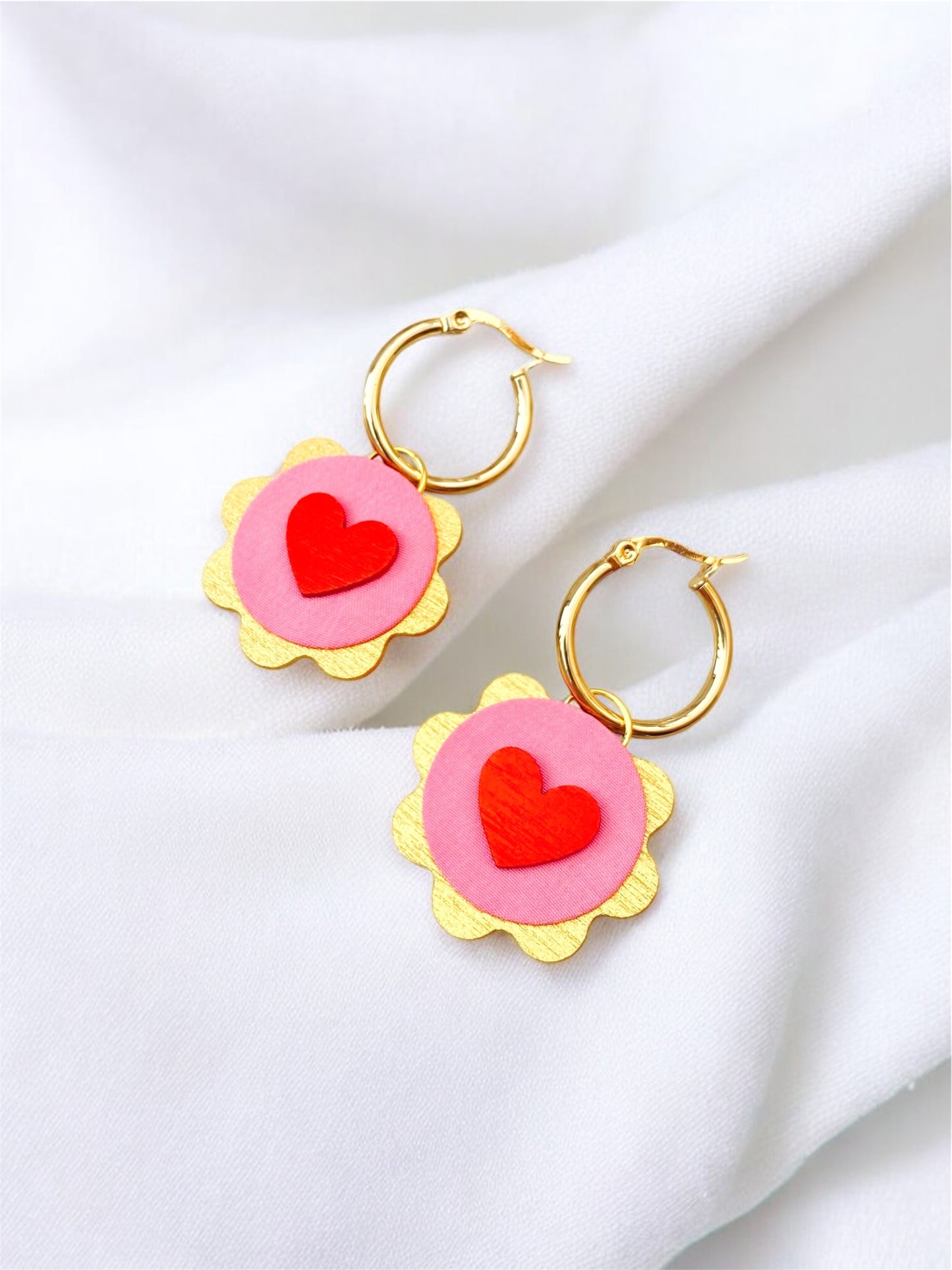 Charm Heart & Dangle Hoop Earrings