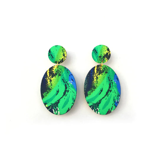 Oval Dangle Stud Earrings