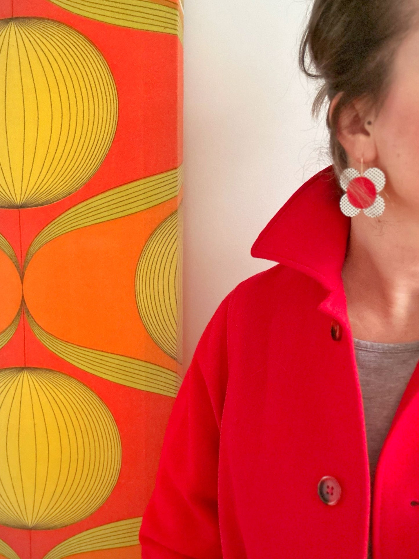 Moon Flower Dangle Hook Earrings
