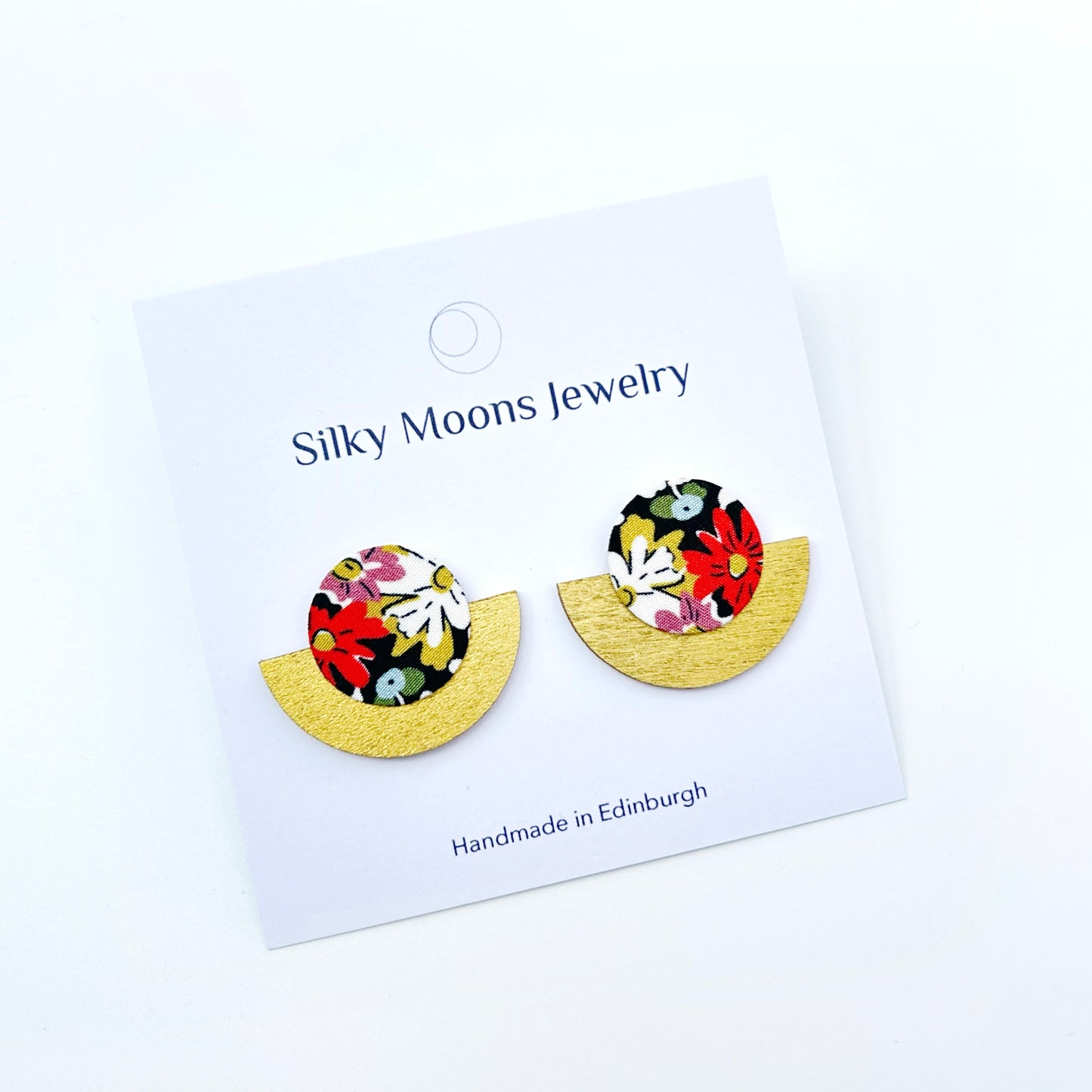 Half Plywood & Silk Stud Earrings