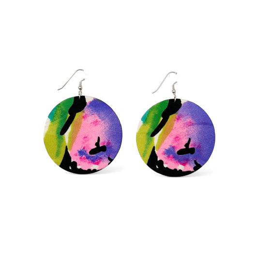 Full Moon Dangle Hook Earrings