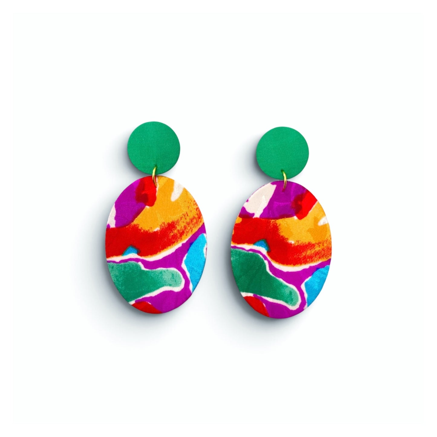 Oval Dangle Stud Earrings
