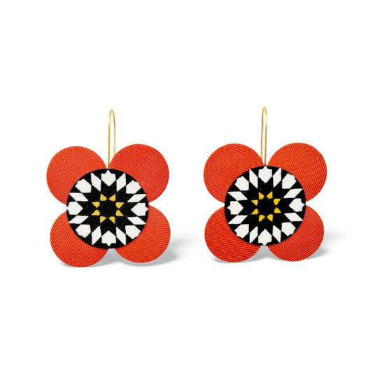 Moon Flower Dangle Hook Earrings