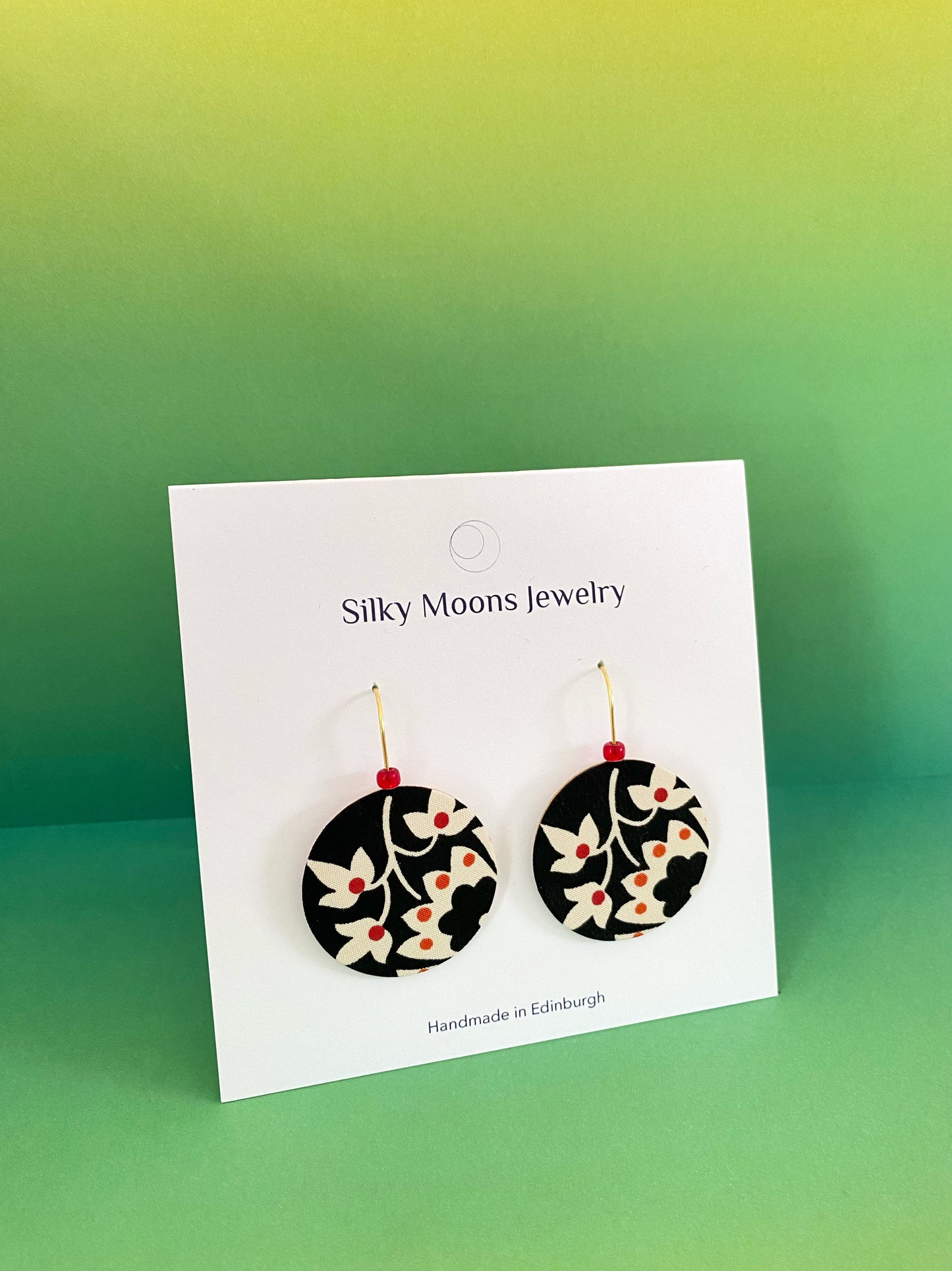 Moon Bead Dangle Hook Earrings