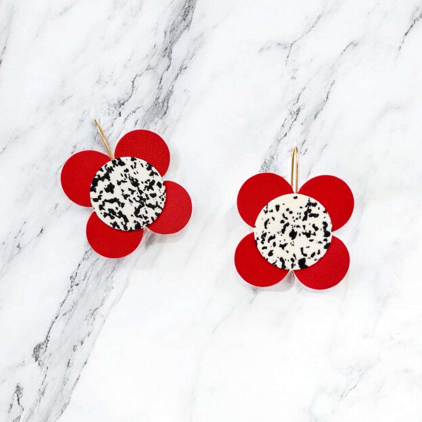 Moon Flower Dangle Hook Earrings