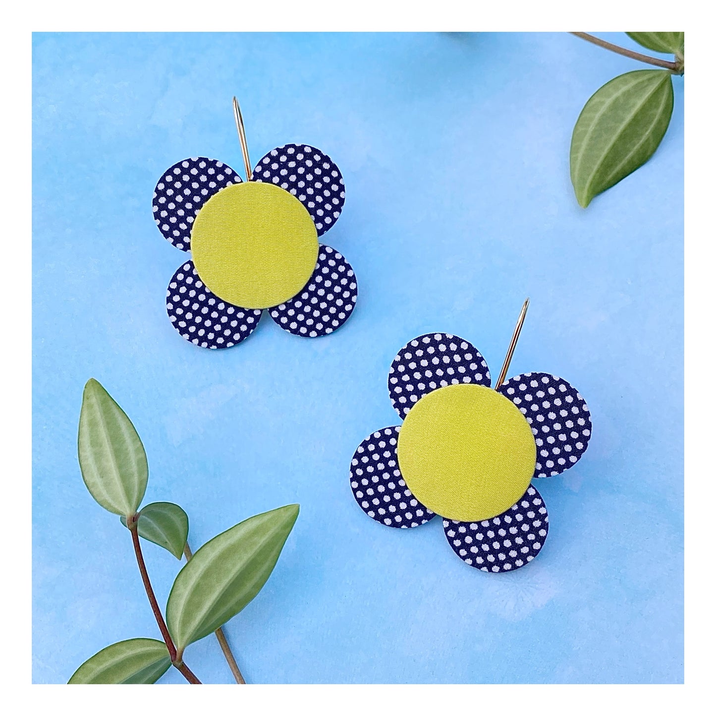 Moon Flower Dangle Hook Earrings