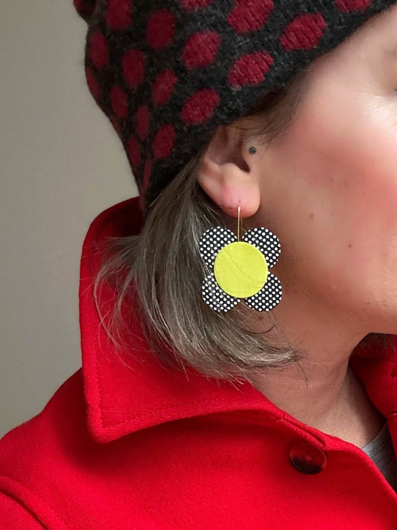 Moon Flower Dangle Hook Earrings