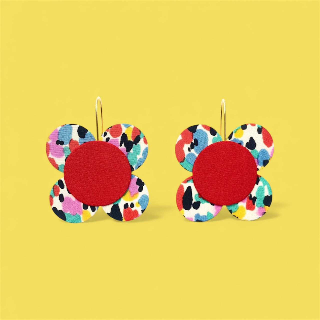 Moon Flower Dangle Hook Earrings