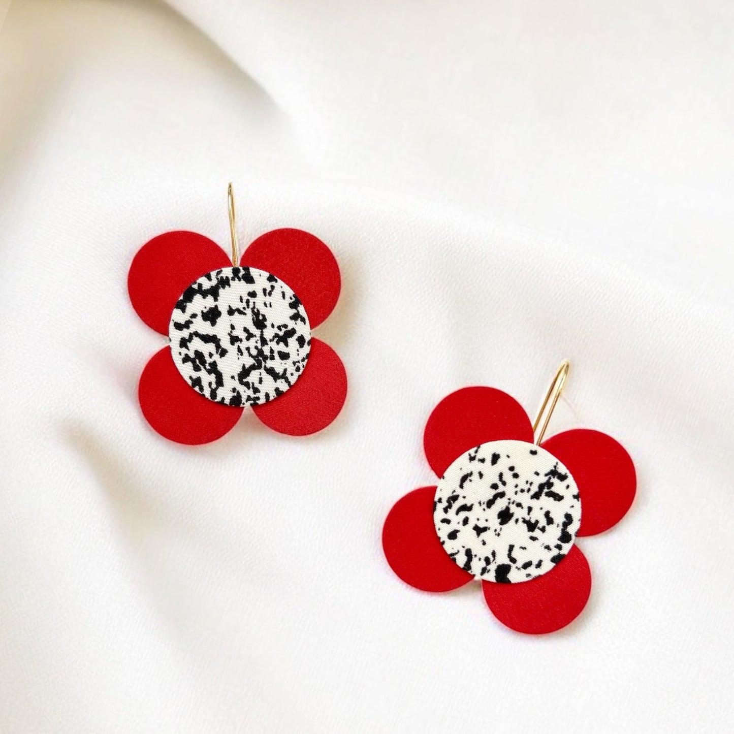 Moon Flower Dangle Hook Earrings