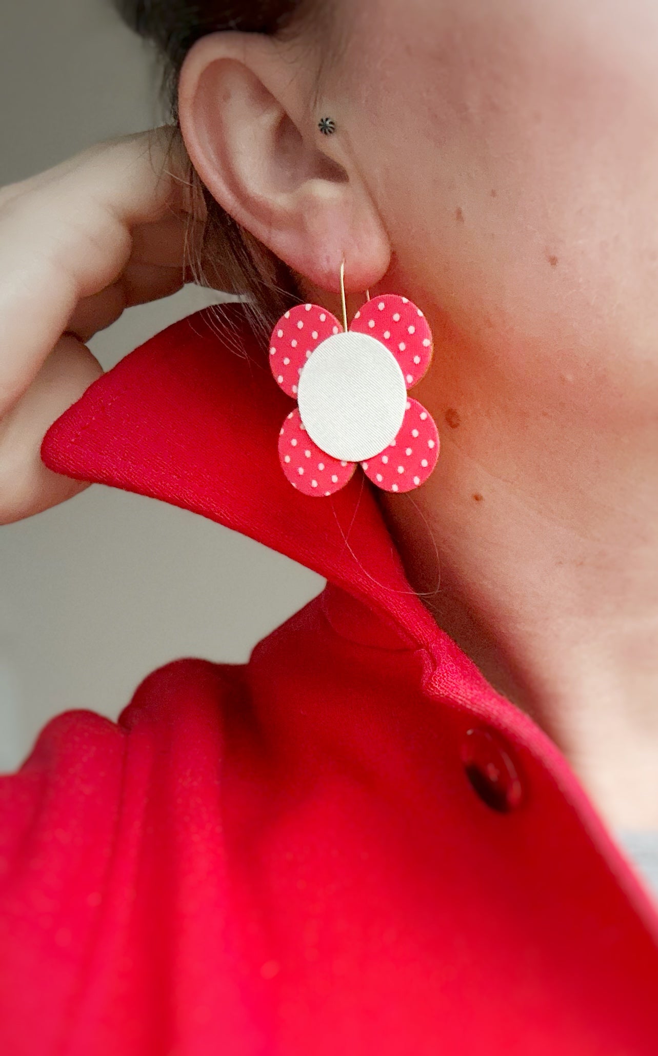 Moon Flower Dangle Hook Earrings