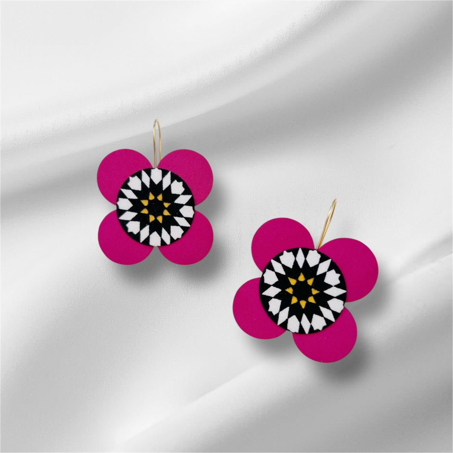 Moon Flower Dangle Hook Earrings