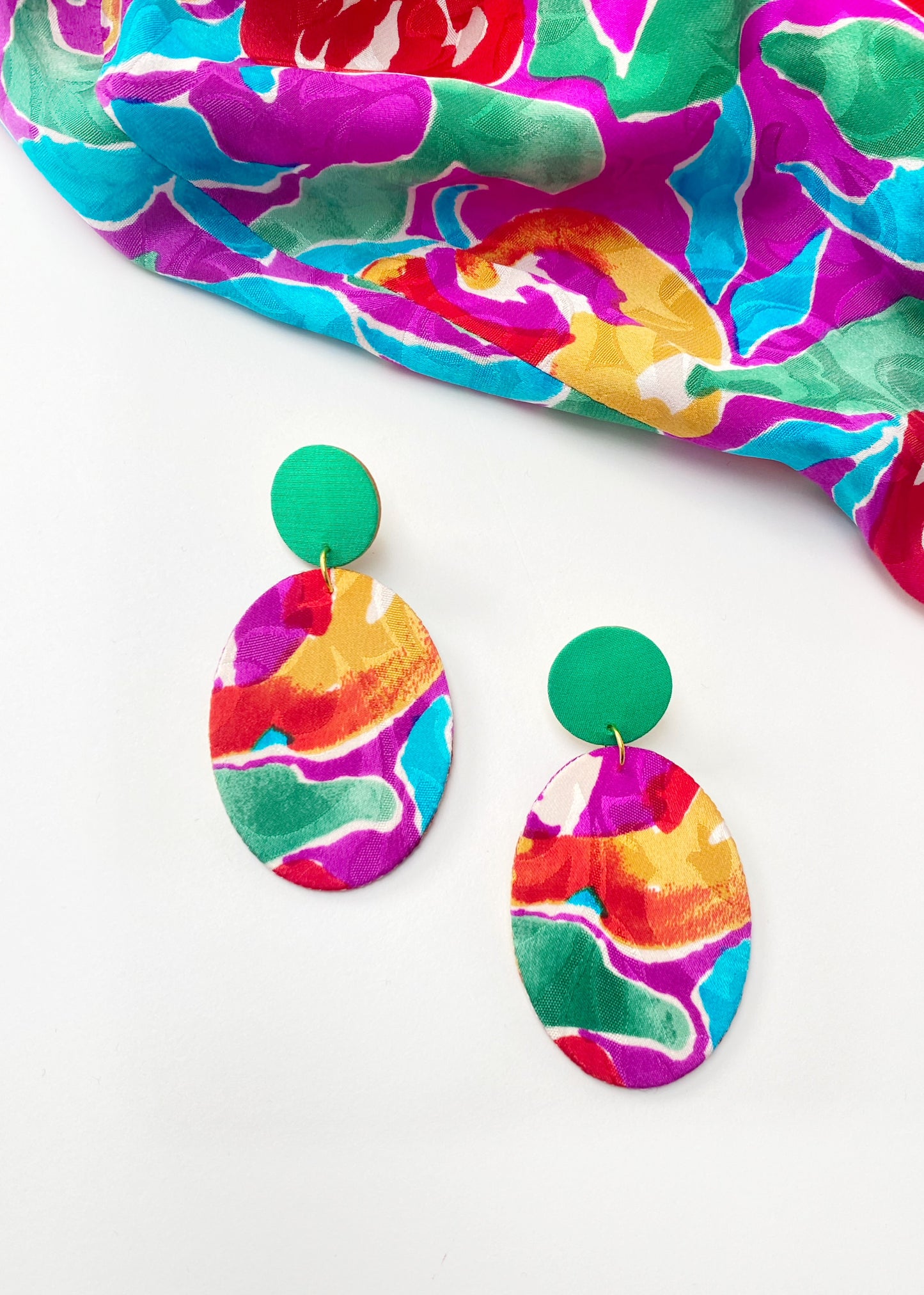 Oval Dangle Stud Earrings