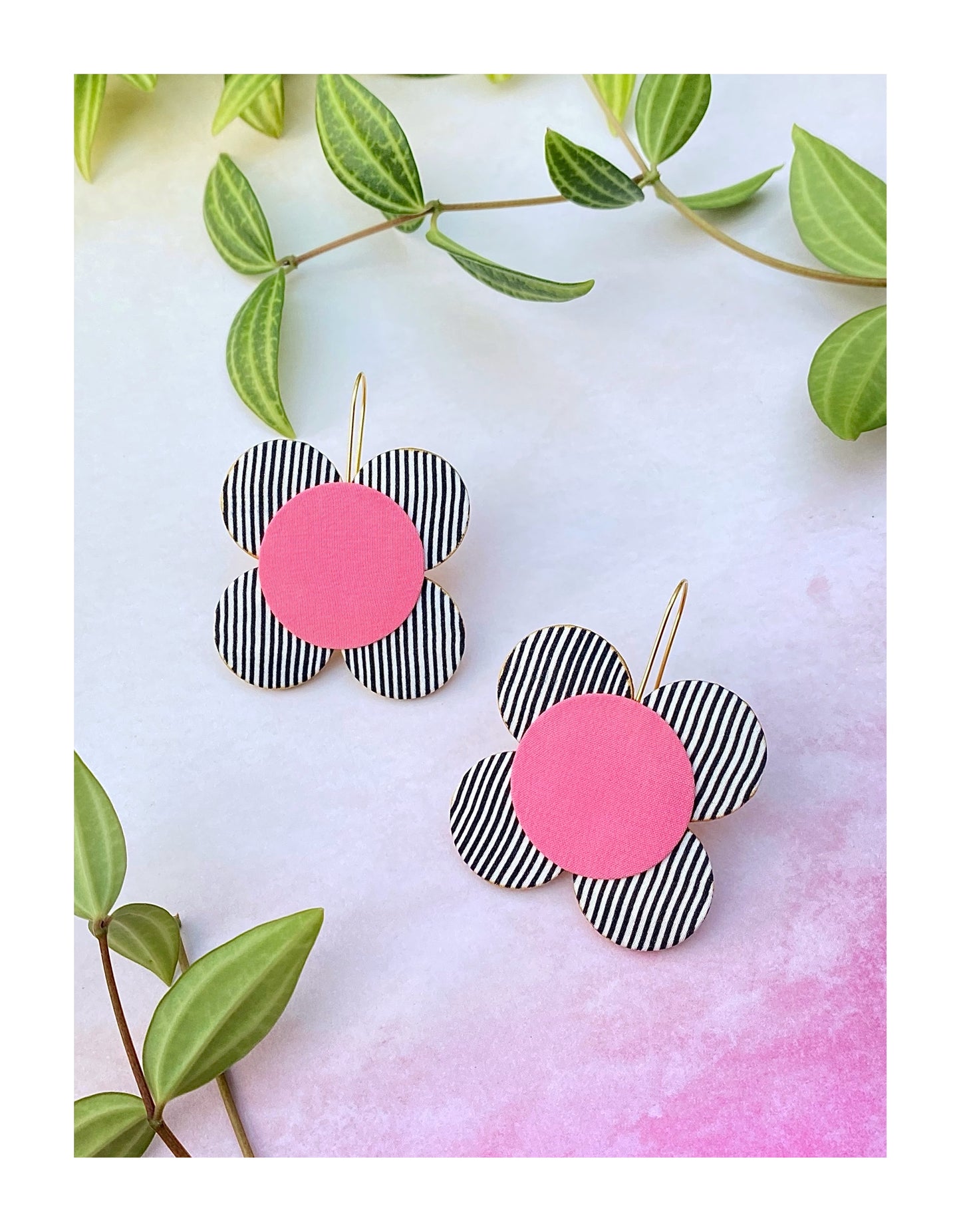 Moon Flower Dangle Hook Earrings